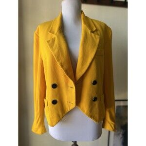 JH Collectibles Yellow Double Breasted Blazer Lined Size 8 USA
